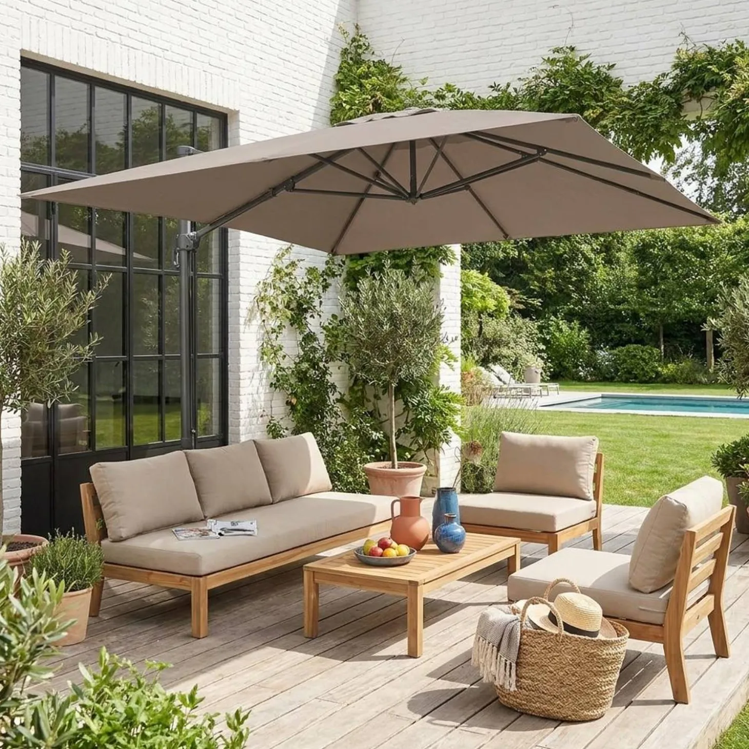 3x4m rectangular cantilever parasol