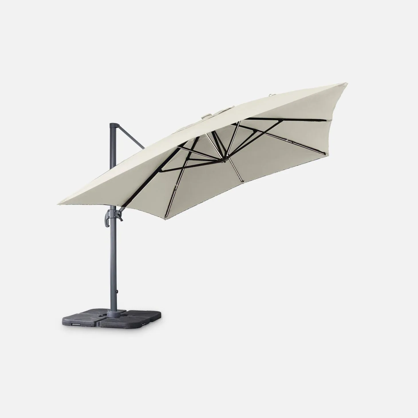 3x4m rectangular cantilever parasol with integrated LED lights