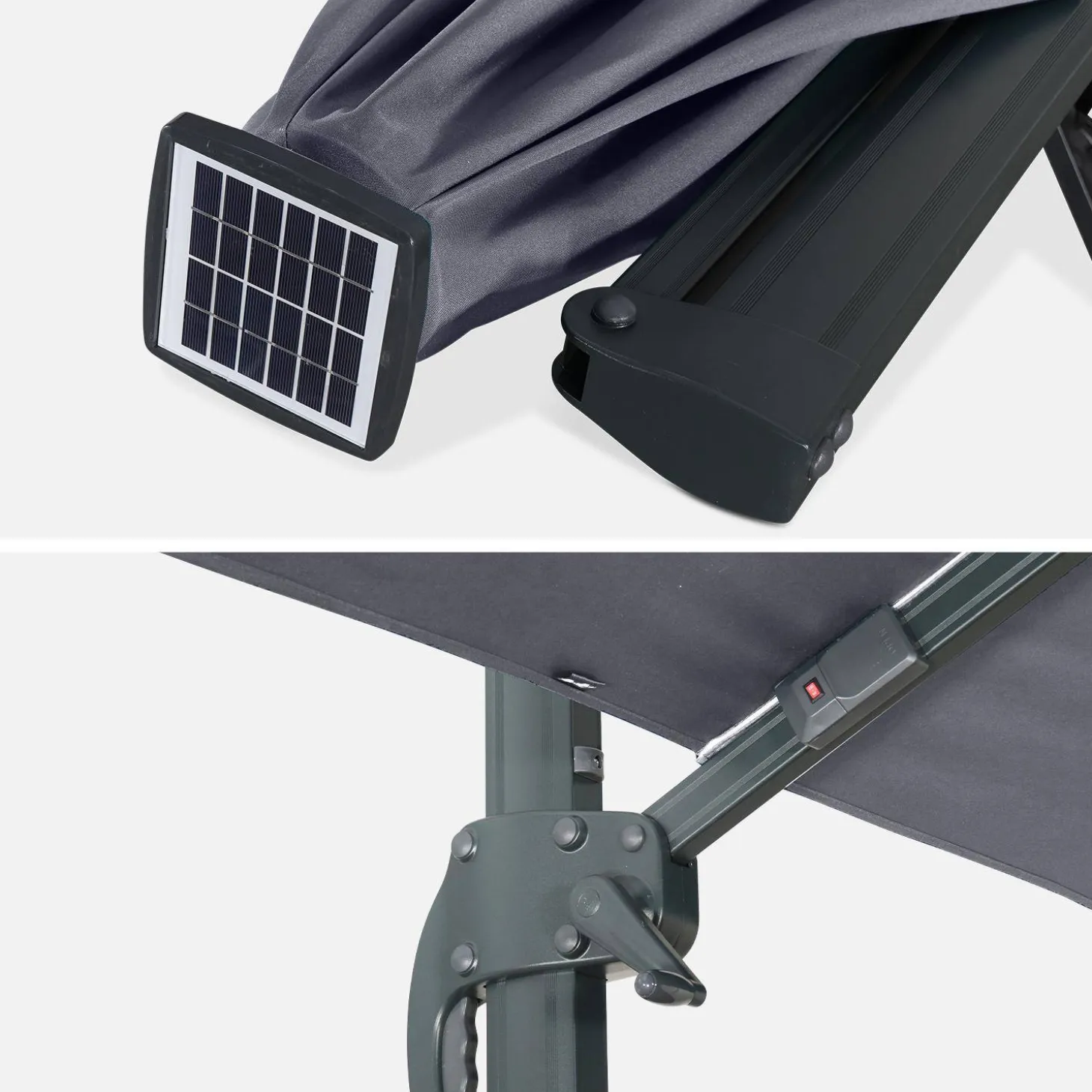3x4m rectangular cantilever parasol with integrated LED lights