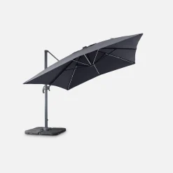 3x4m rectangular cantilever parasol with integrated LED lights