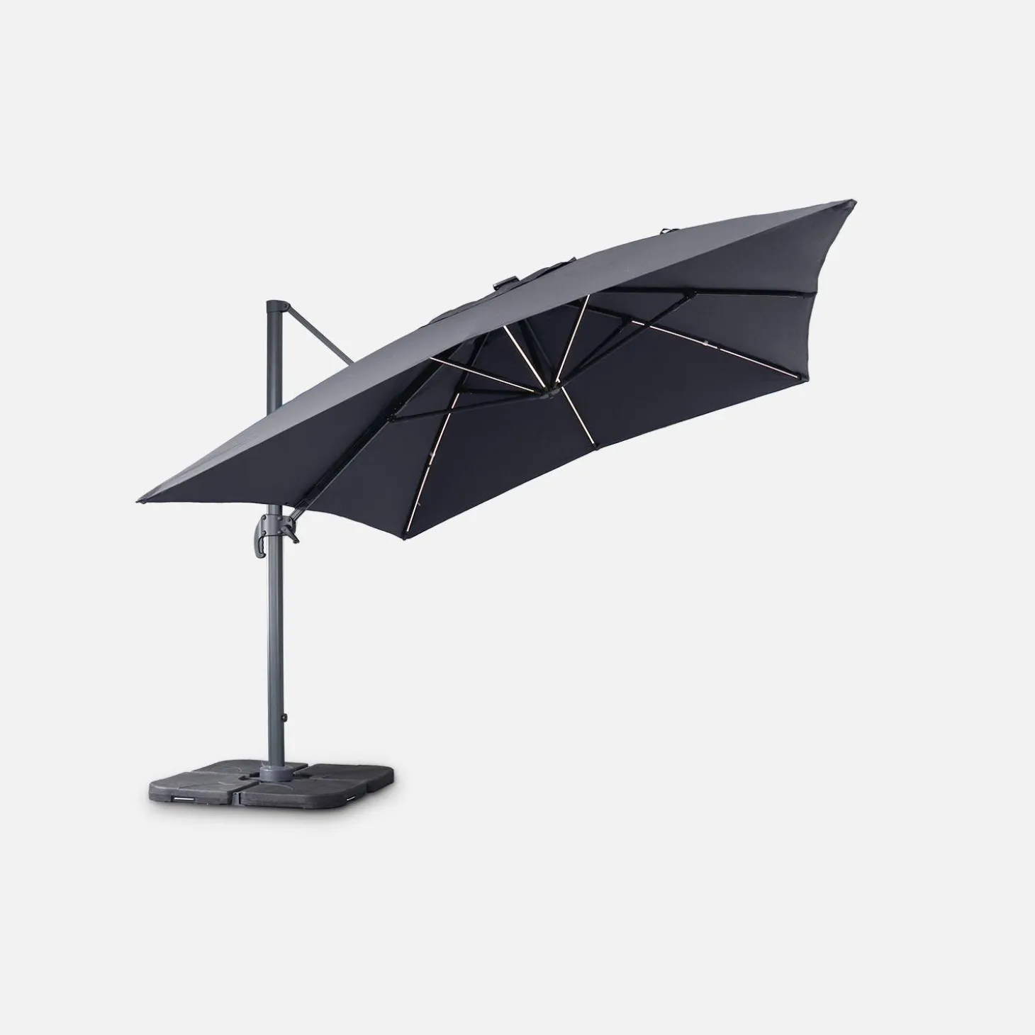 3x4m rectangular cantilever parasol with integrated LED lights