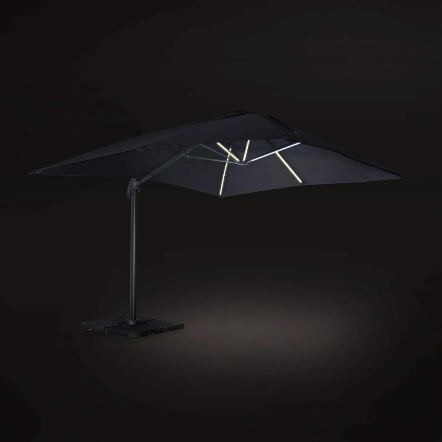 3x4m rectangular cantilever parasol with integrated LED lights