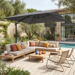 3x3m square cantilever parasol with cover included