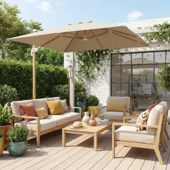 3x3m square cantilever parasol with cover included
