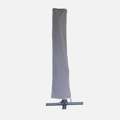3x3m Square Offset Parasol with Wood-Effect Frame + 50x50cm Weighted Slabs