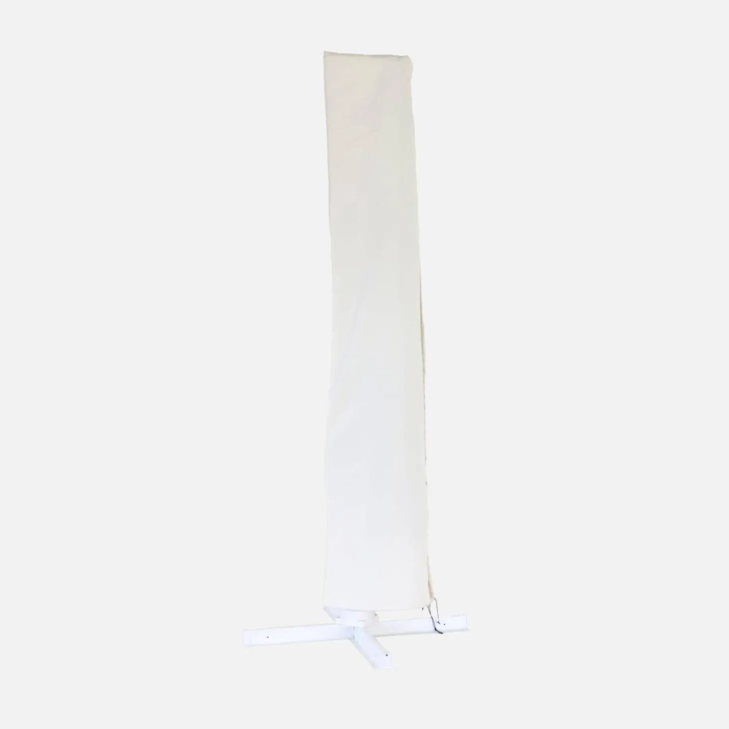 3x3m Square Offset Parasol with Wood-Effect Frame + 50x50cm Weighted Slabs