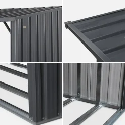 80x215x155cm firewood storage shed in galvanised steel