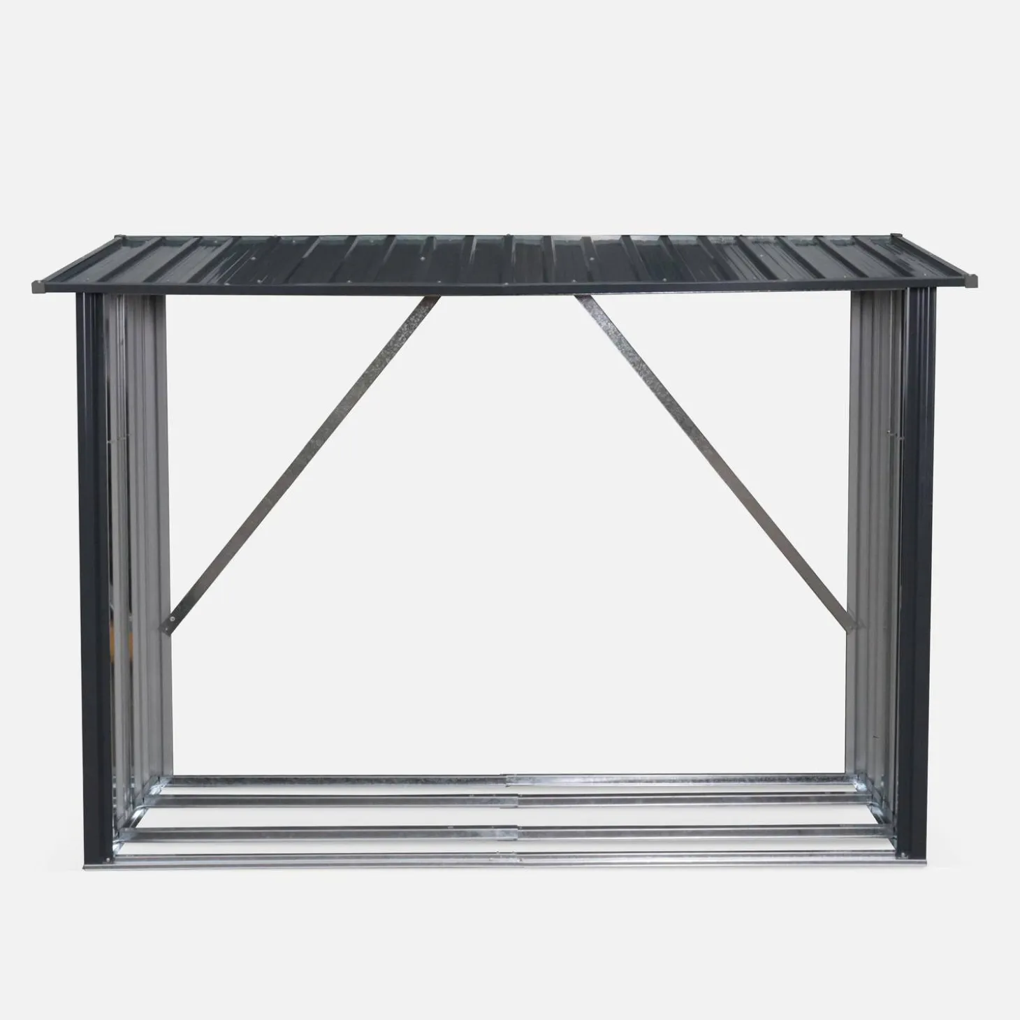 80x215x155cm firewood storage shed in galvanised steel