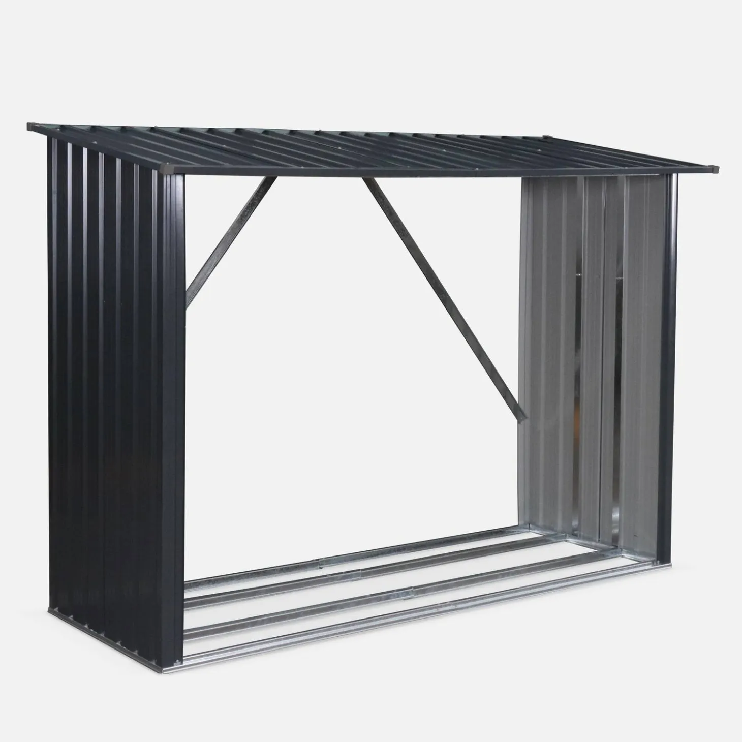 80x215x155cm firewood storage shed in galvanised steel